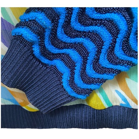 MISSONI for Target Womens Top L/XL Blue Print Blouse with Knit Back - Picture 8 of 13